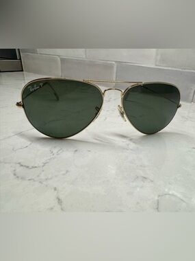 Ray-Ban Gold Frame with Dark Green Lenses Aviator Sunglasses